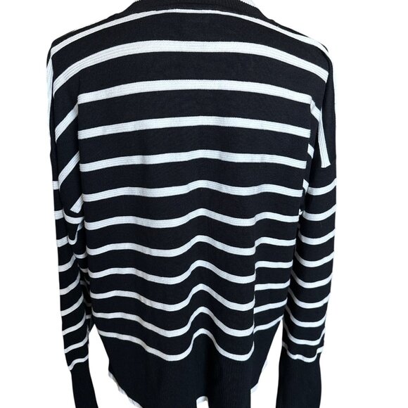 NWT Rachel Zoe Black White Striped Sweater Mock Neck Ribbed Comfy Size XL - Picture 3 of 5